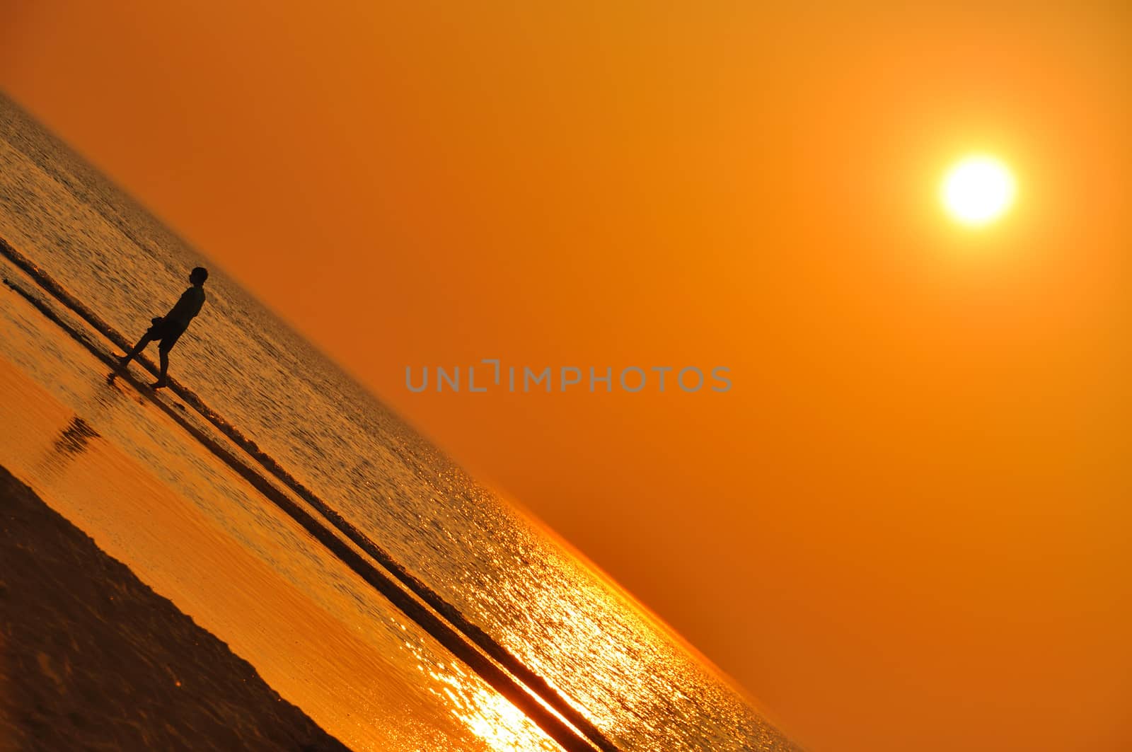 Beautiful sunset on the beach in Zandvoort (Northen Sea in Holland)