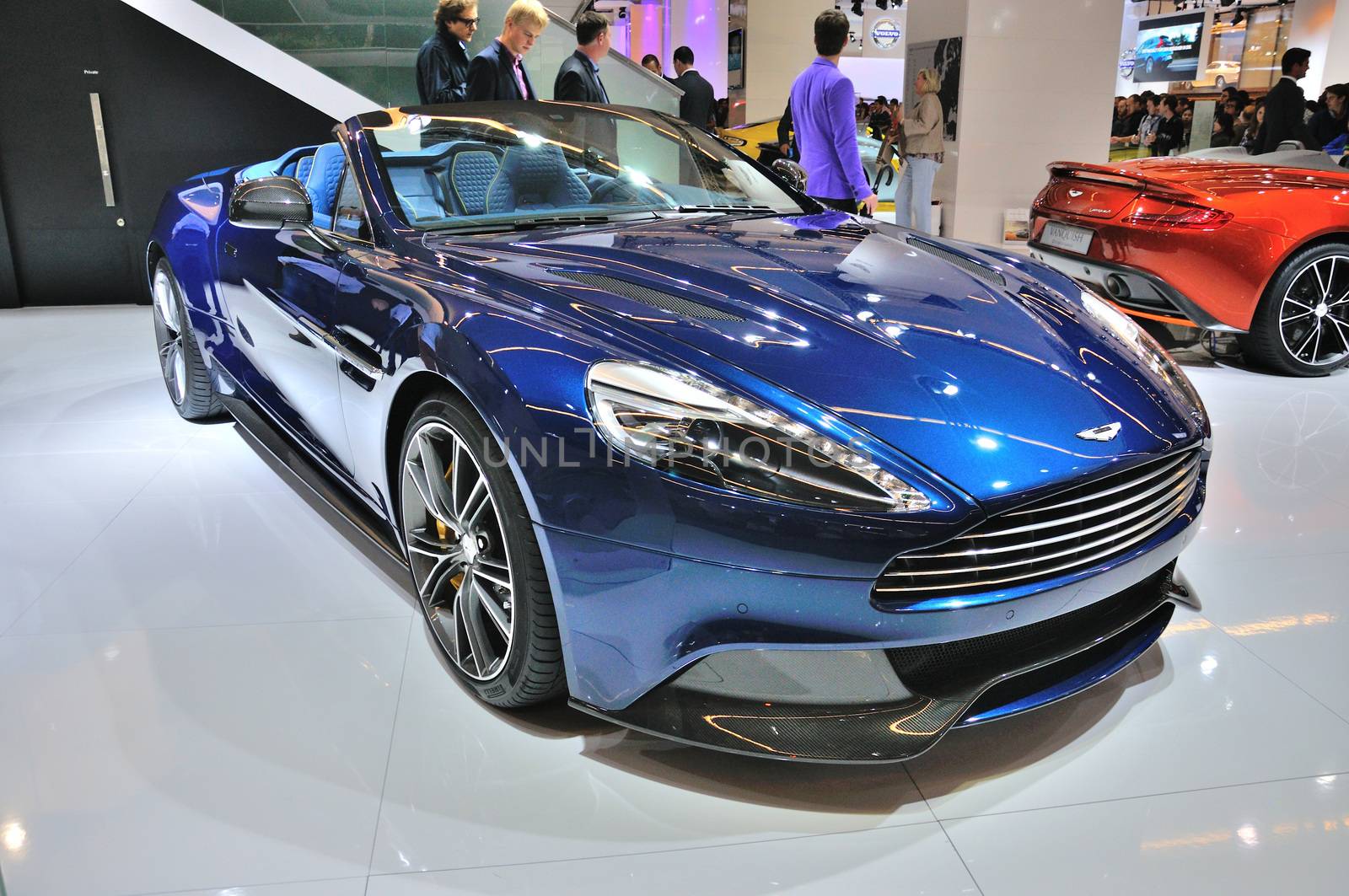 FRANKFURT - SEPT 14: Aston Martin Vanquish Coupe presented as world premiere at the 65th IAA (Internationale Automobil Ausstellung) on September 14, 2013 in Frankfurt, Germany