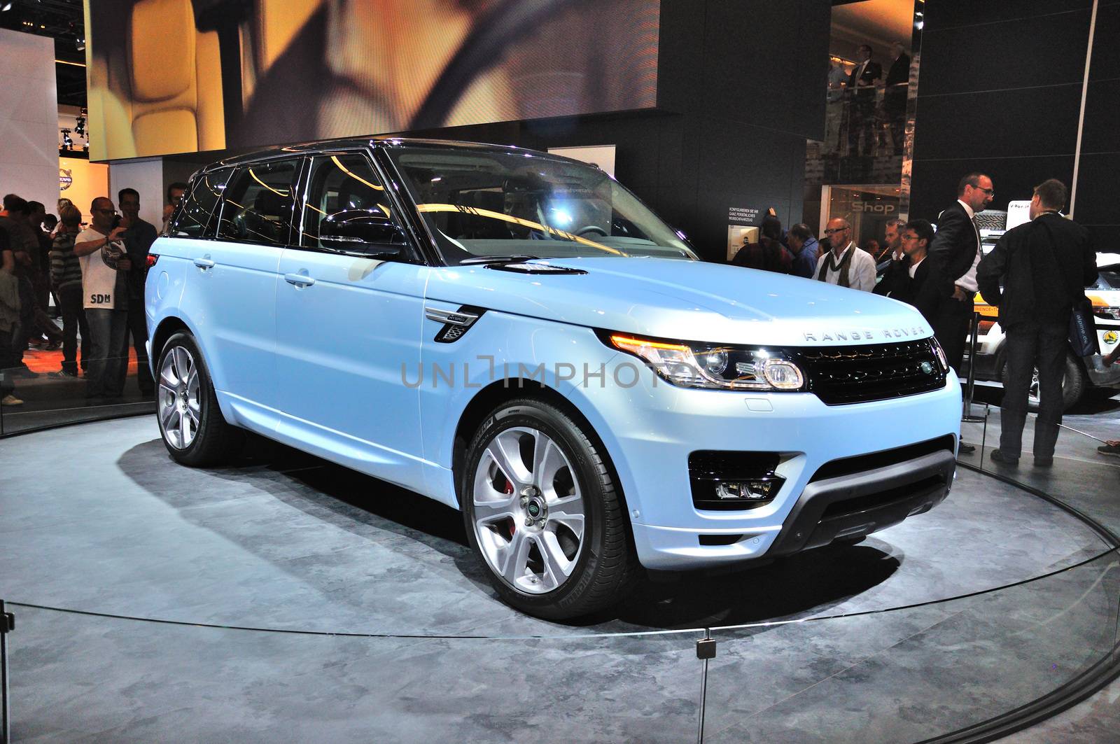 FRANKFURT - SEPT 14: Land Rover Range Rover presented as world premiere at the 65th IAA (Internationale Automobil Ausstellung) on September 14, 2013 in Frankfurt, Germany