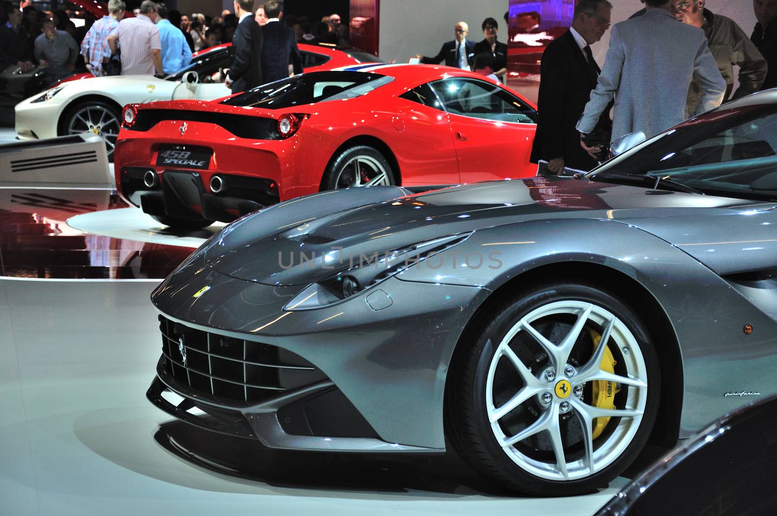 FRANKFURT - SEPT 14: Ferrari F12 Berlinetta presented as world premiere at the 65th IAA (Internationale Automobil Ausstellung) on September 14, 2013 in Frankfurt, Germany