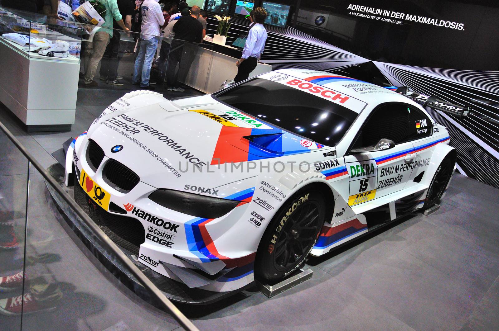 FRANKFURT - SEPT 14: BMW M3 E92 racing edition GT2 presented as world premiere at the 65th IAA (Internationale Automobil Ausstellung) on September 14, 2013 in Frankfurt, Germany