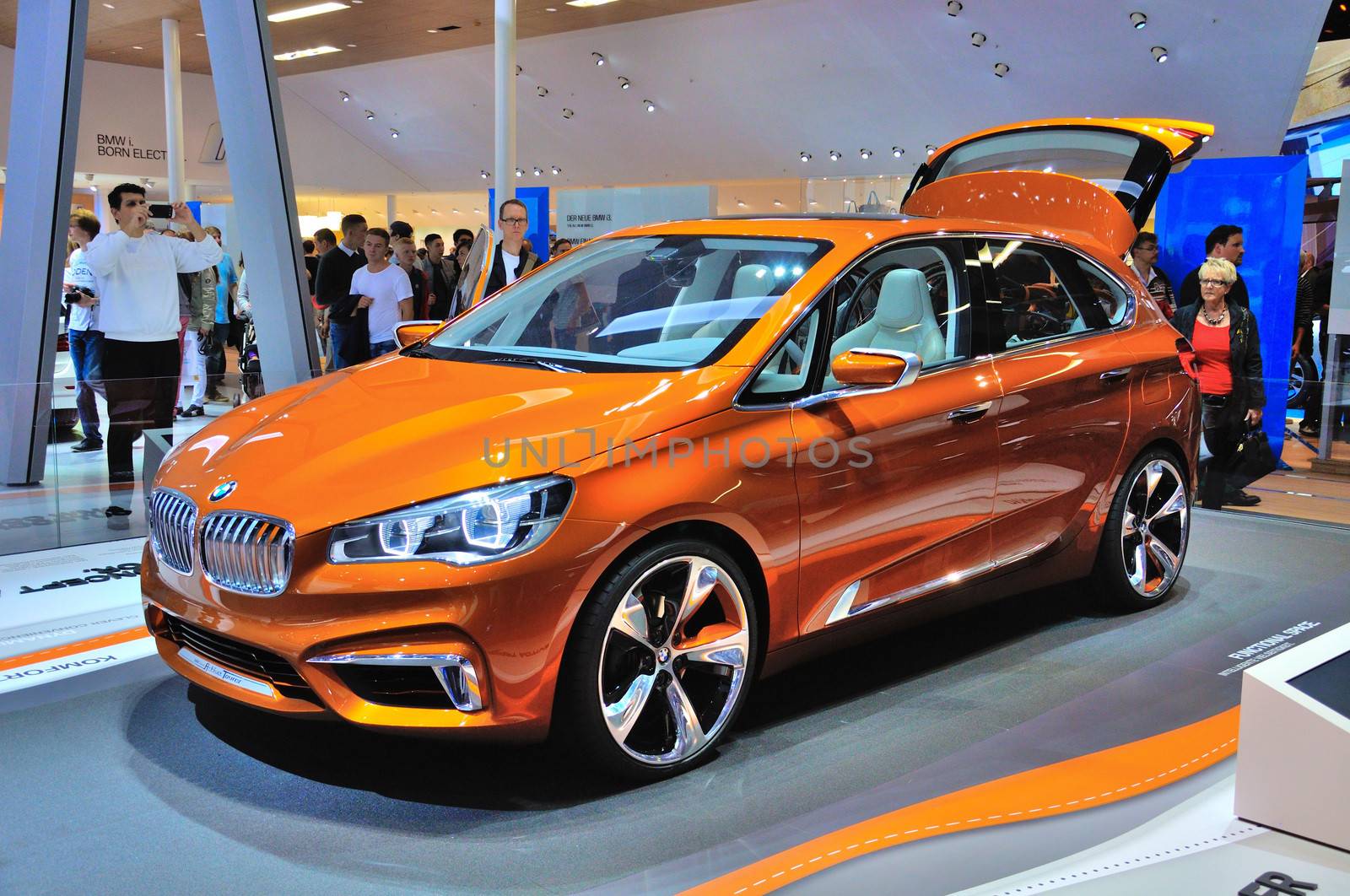 FRANKFURT - SEPT 14: BMW Concept Active Tourer Outdoor presented as world premiere at the 65th IAA (Internationale Automobil Ausstellung) on September 14, 2013 in Frankfurt, Germany