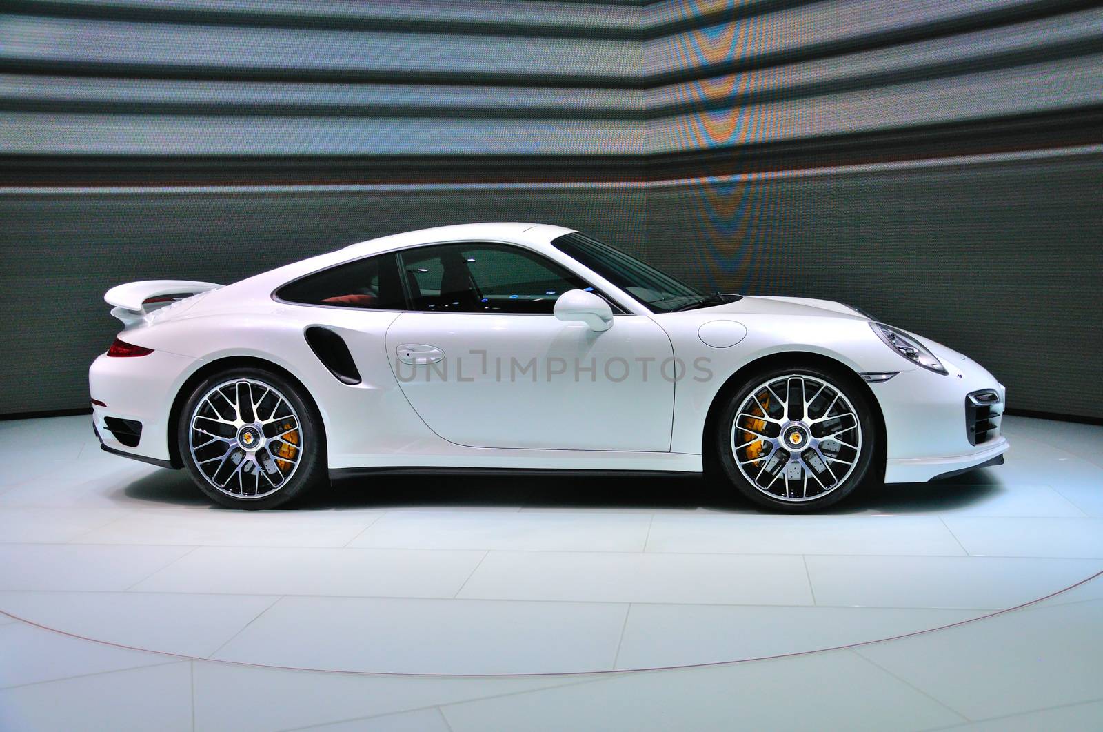 FRANKFURT - SEPT 14: Porsche 911 Turbo S presented as world premiere at the 65th IAA (Internationale Automobil Ausstellung) on September 14, 2013 in Frankfurt, Germany