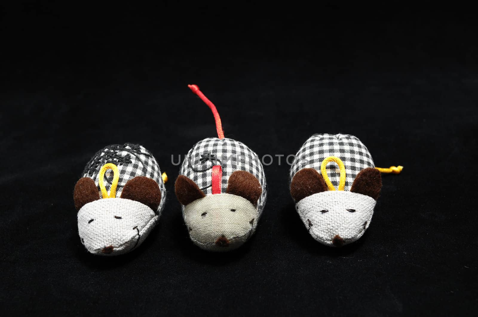 Toy Mouse Made of Cotton Cloth on a Black Background