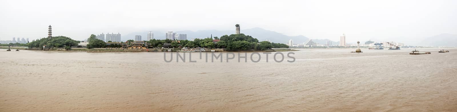 China Wenzhou landscape - river Temple by xfdly5