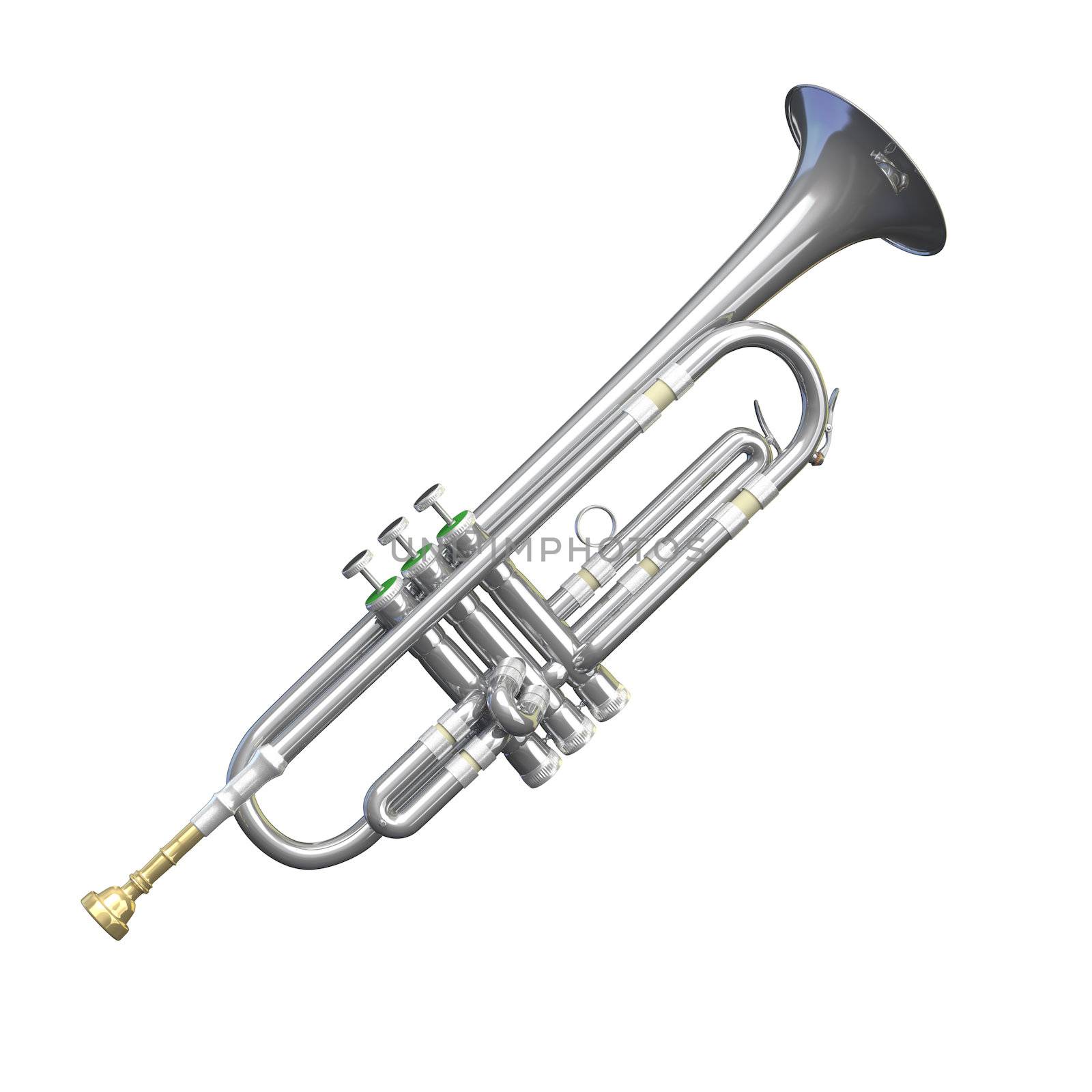 A digital illustration of an isolated trumpet.