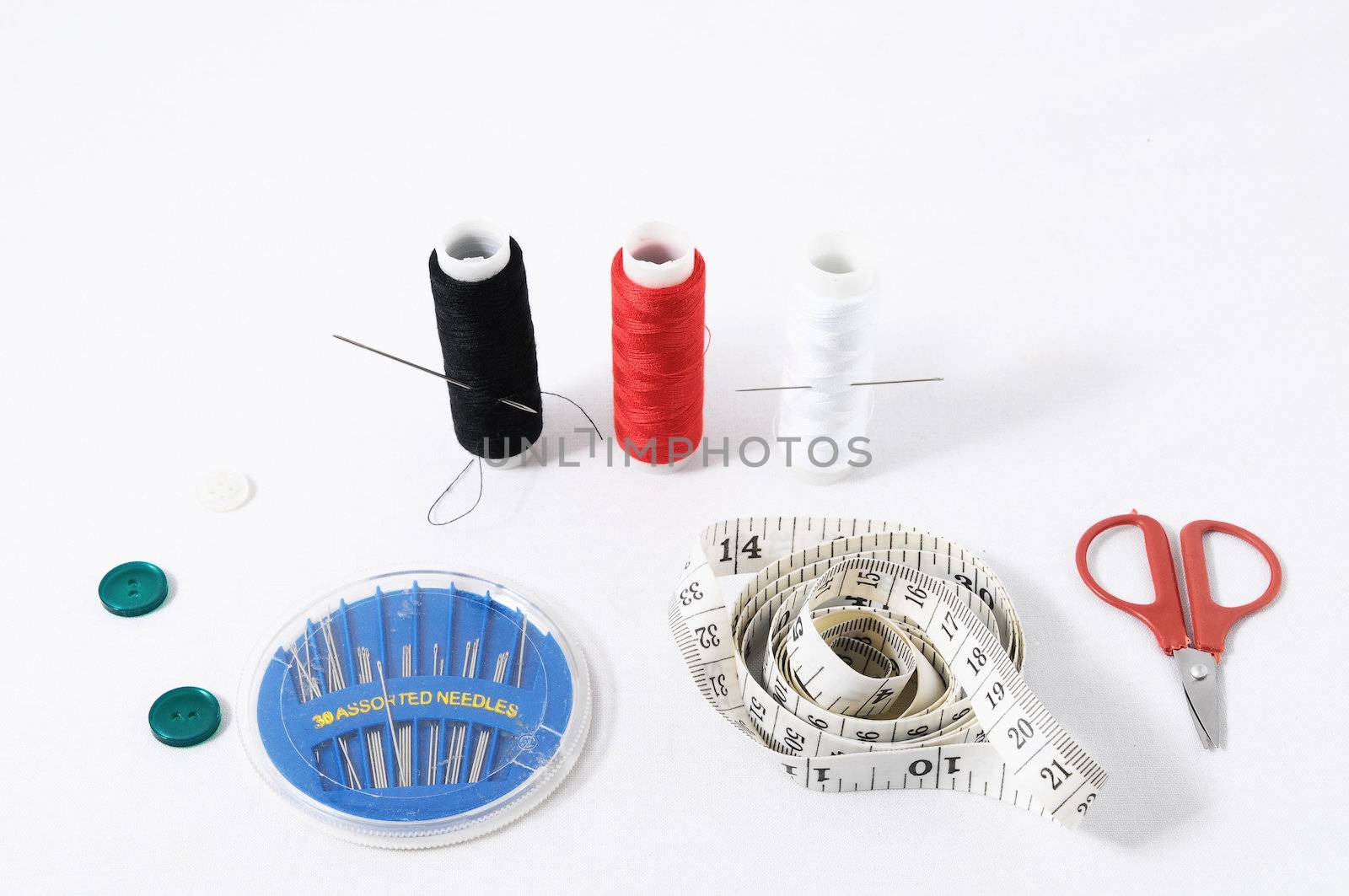 One Sewing Kit Isolated on a White Background