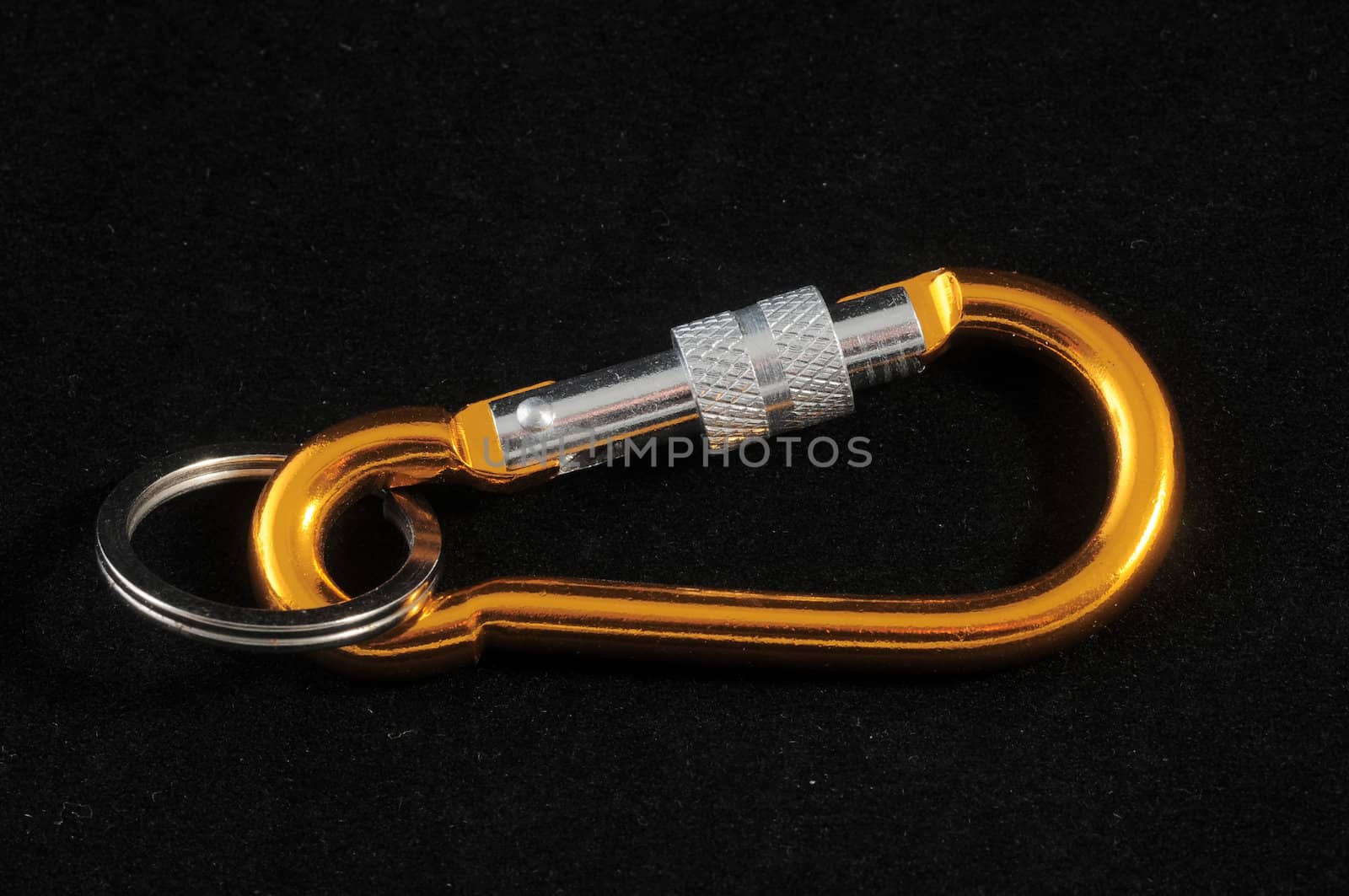 Aluminium Metal Carabiner Isolated on a Black Background