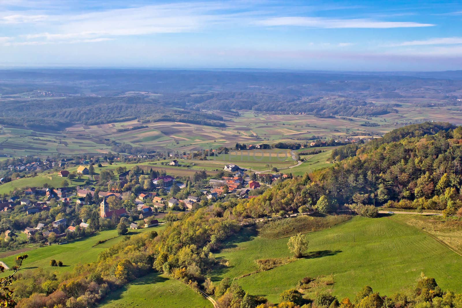 Green nature in region of Prigorje, Croatia, view from Kalnik mountain