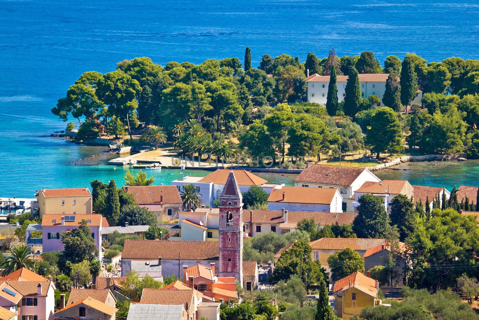 Beautiful coast of Croatia - Ugljan island in Dalmatia, Town of Preko