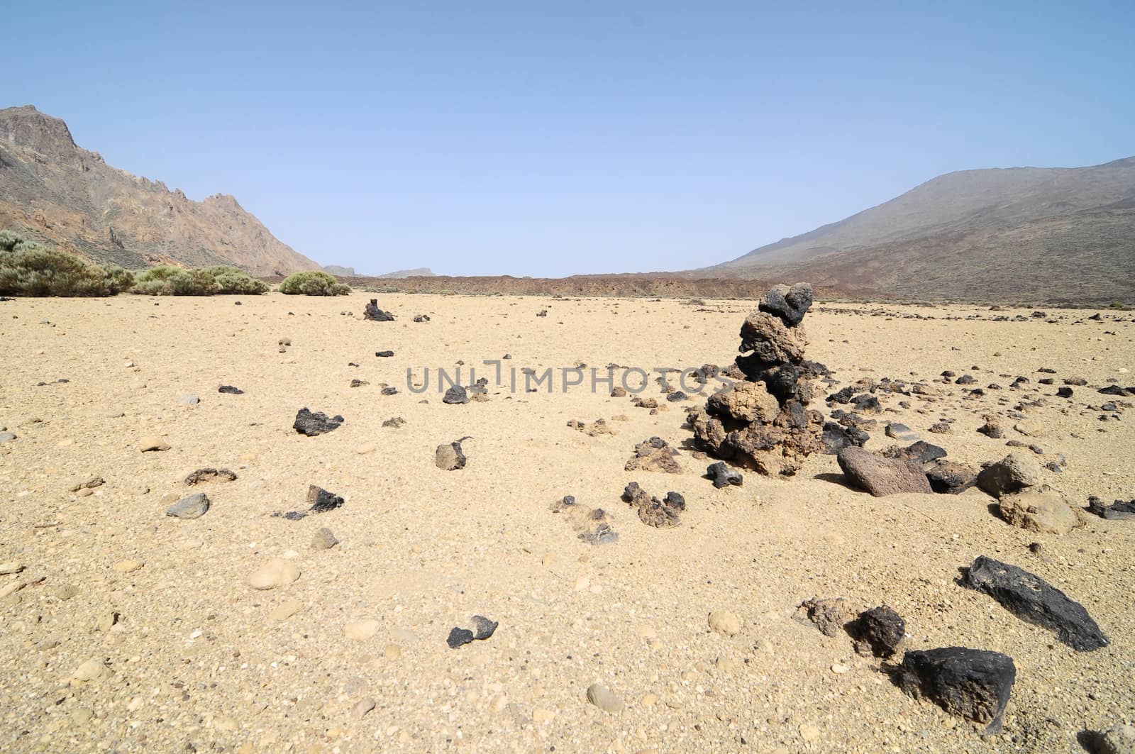 Sand and Rocks Desert on Teide Volcano, in Canary Islands, Spain