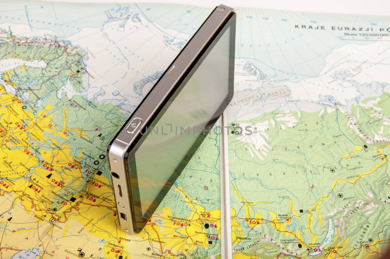 An image of navigation system and road map