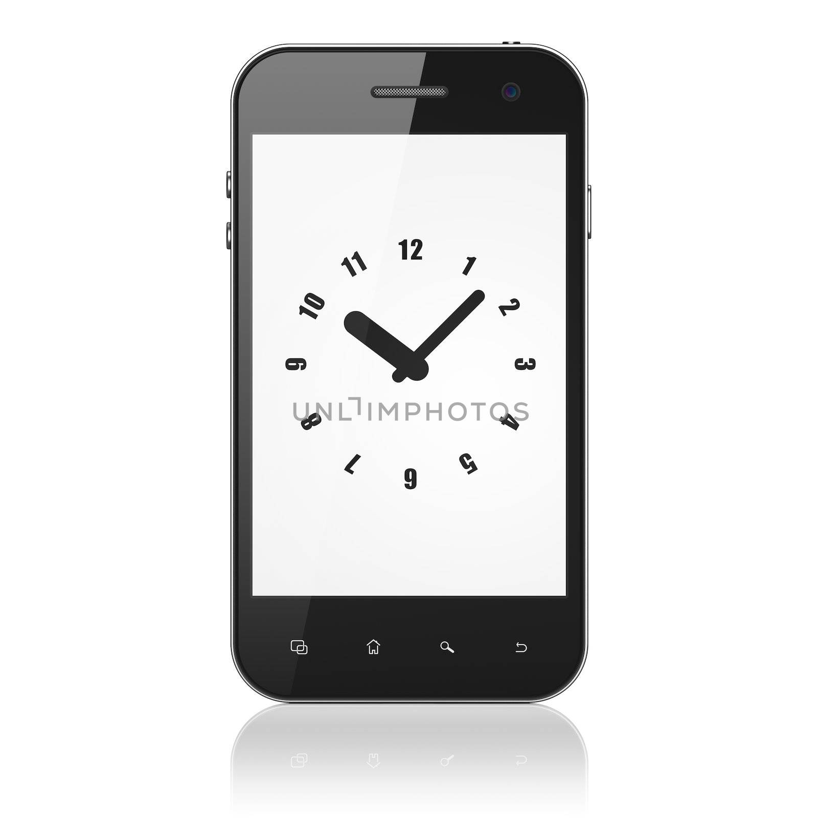 Timeline concept: Clock on smartphone by maxkabakov