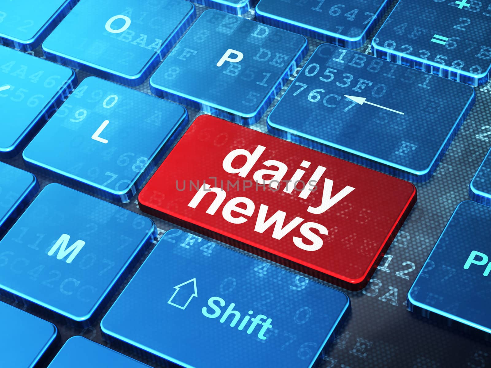News concept: computer keyboard with word Daily News on enter button background, 3d render