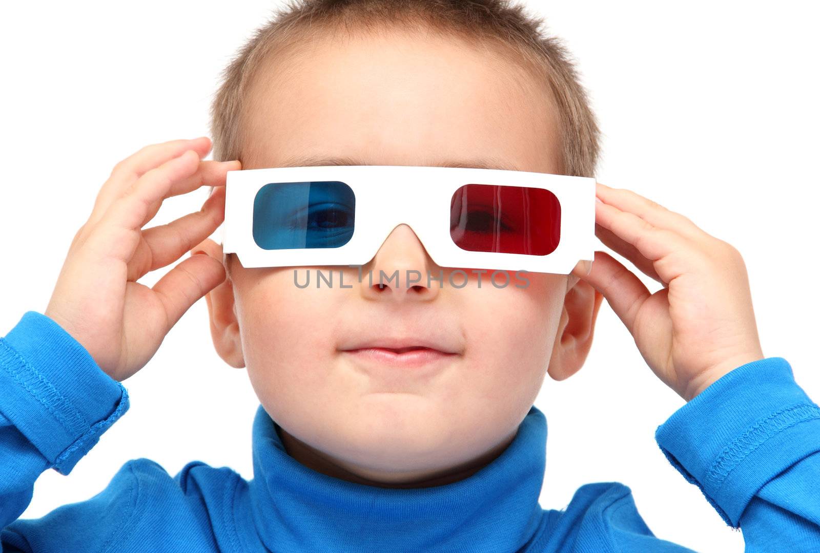 boy wearing 3d glasses