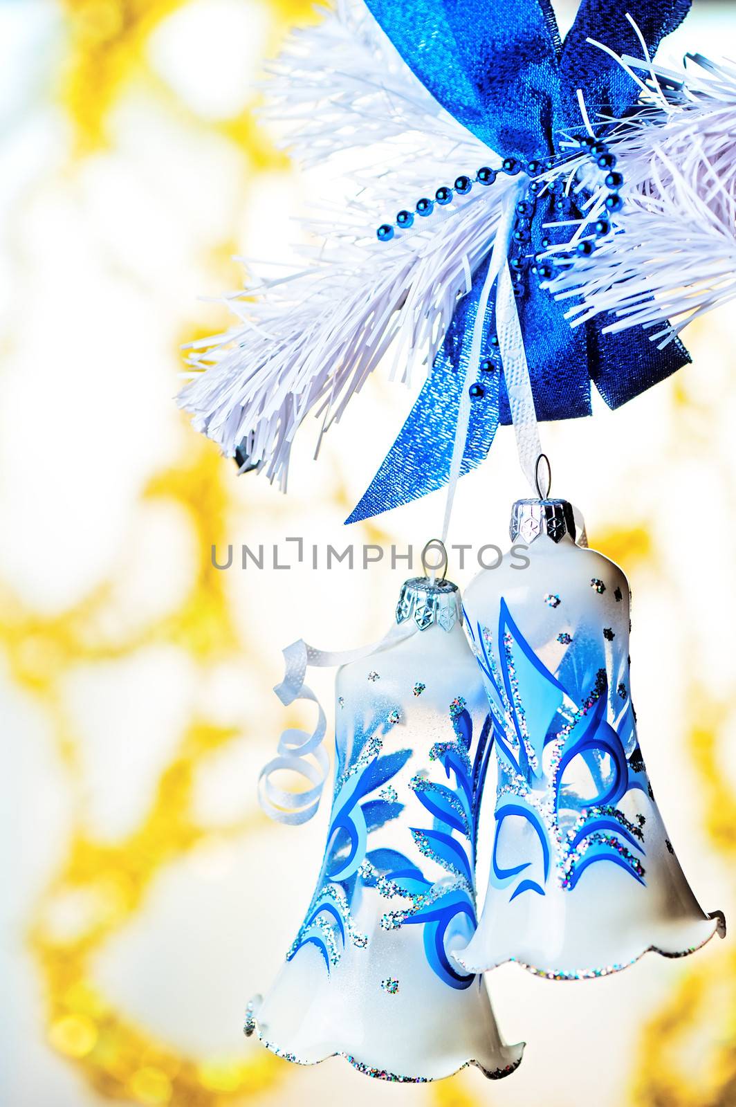 Two Christmas bells on a white branch Artificial Christmas Trees by kosmsos111