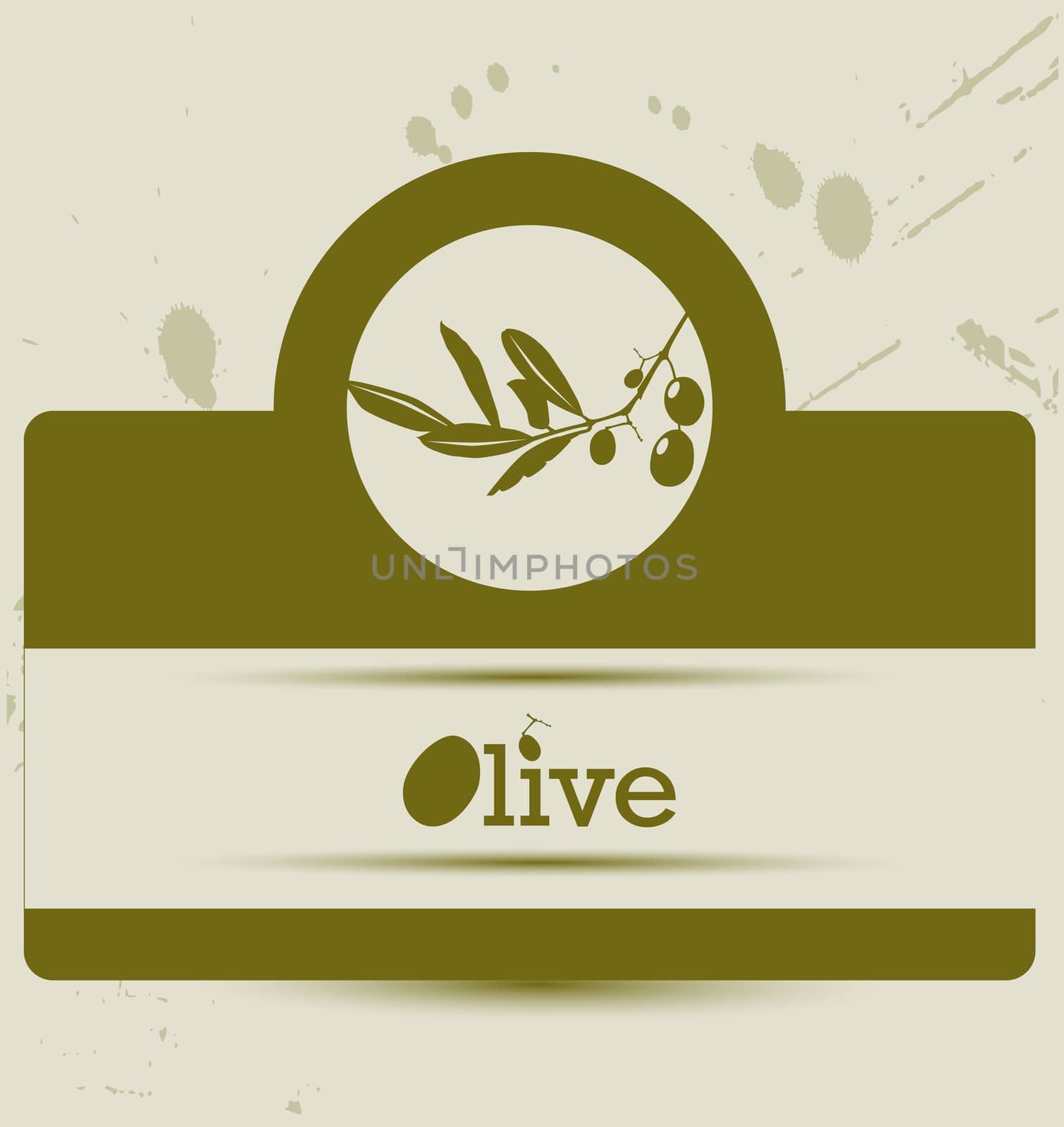 Stylized olive label, vector illustration
