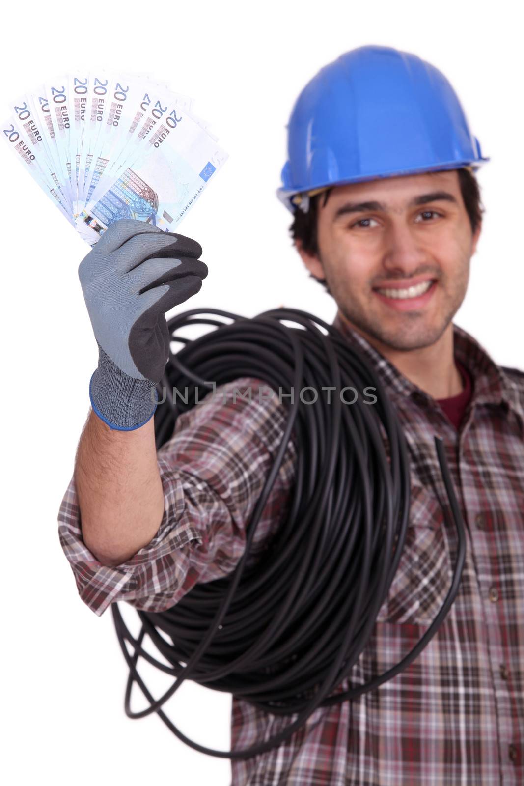 craftsman holding money