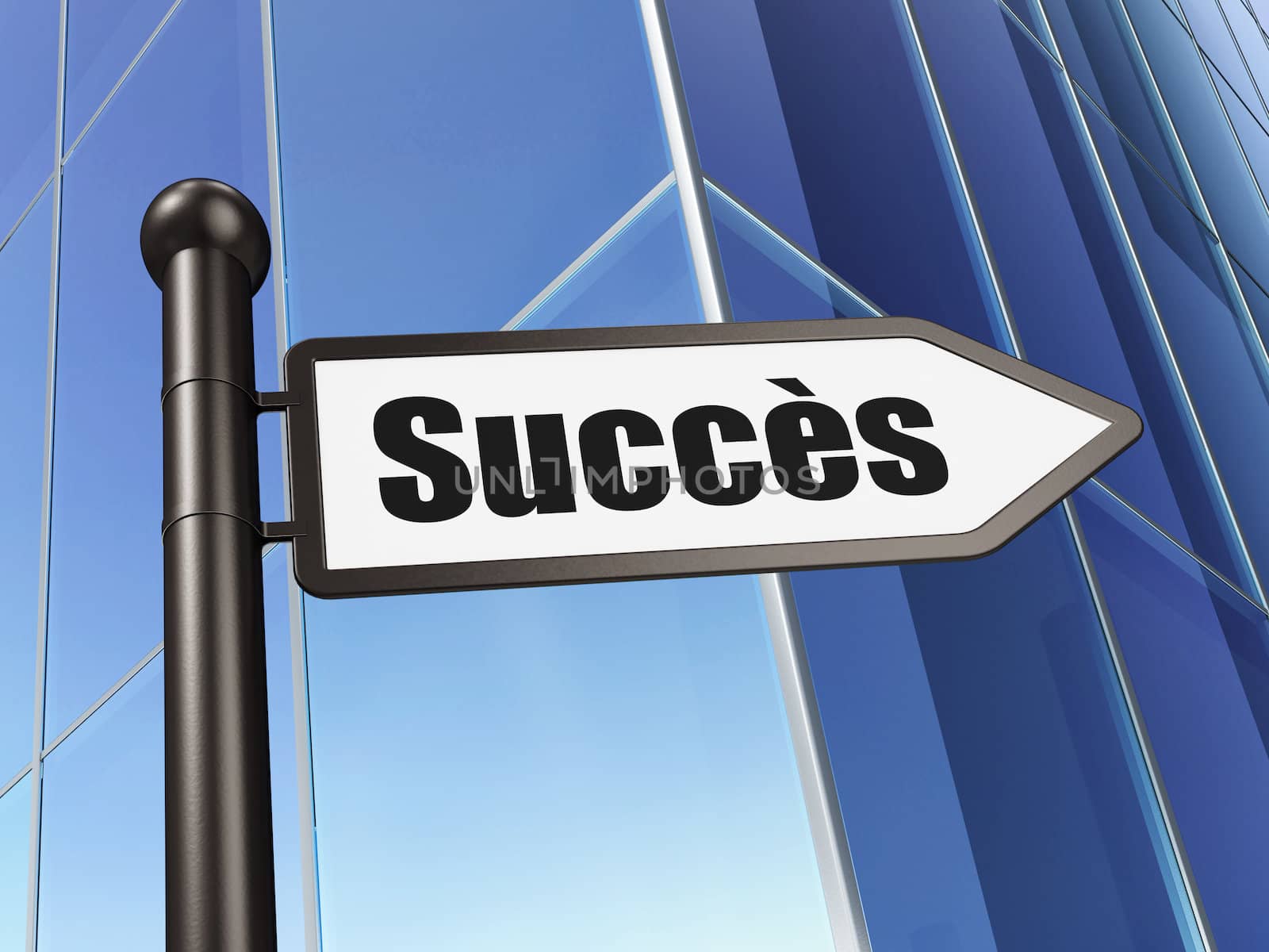 Finance concept: Succes(french) on Building background, 3d render
