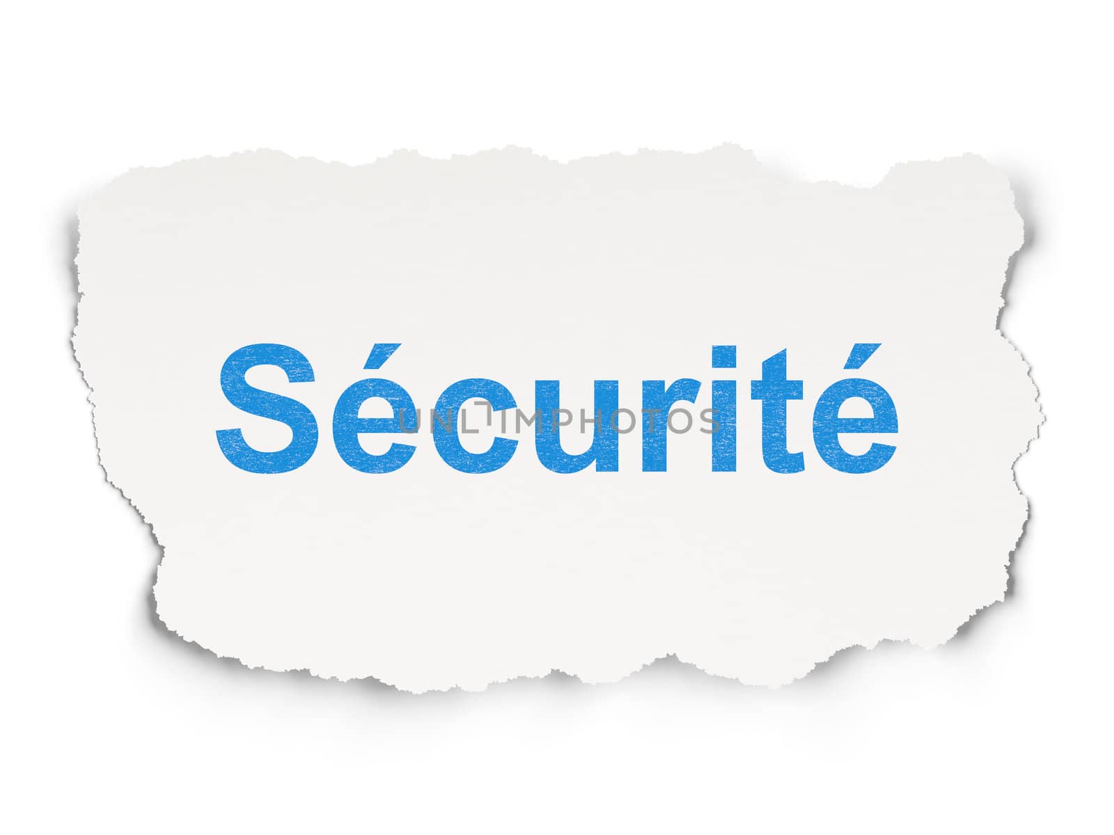 Security concept: torn paper with words Securite(french) on Paper background, 3d render