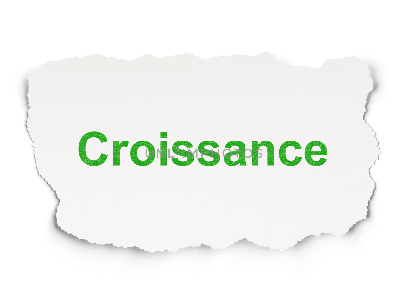 Business concept: torn paper with words Croissance(french) on Paper background, 3d render