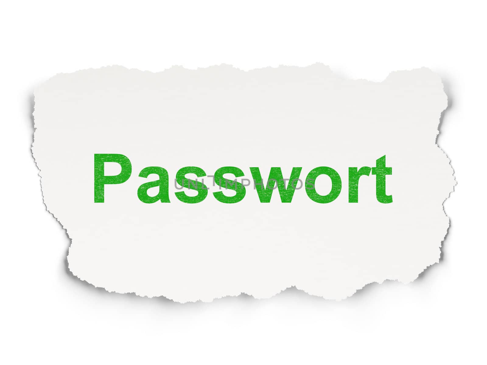 Security concept: torn paper with words Passwort(german) on Paper background, 3d render
