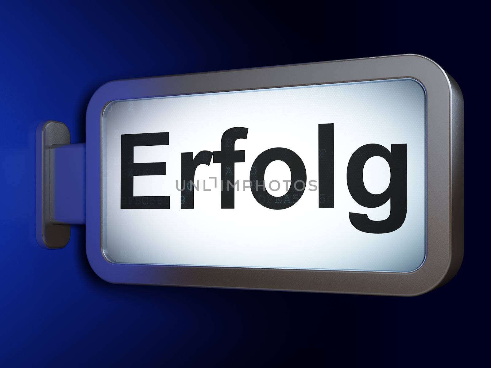 Finance concept: Erfolg(german) on advertising billboard background, 3d render