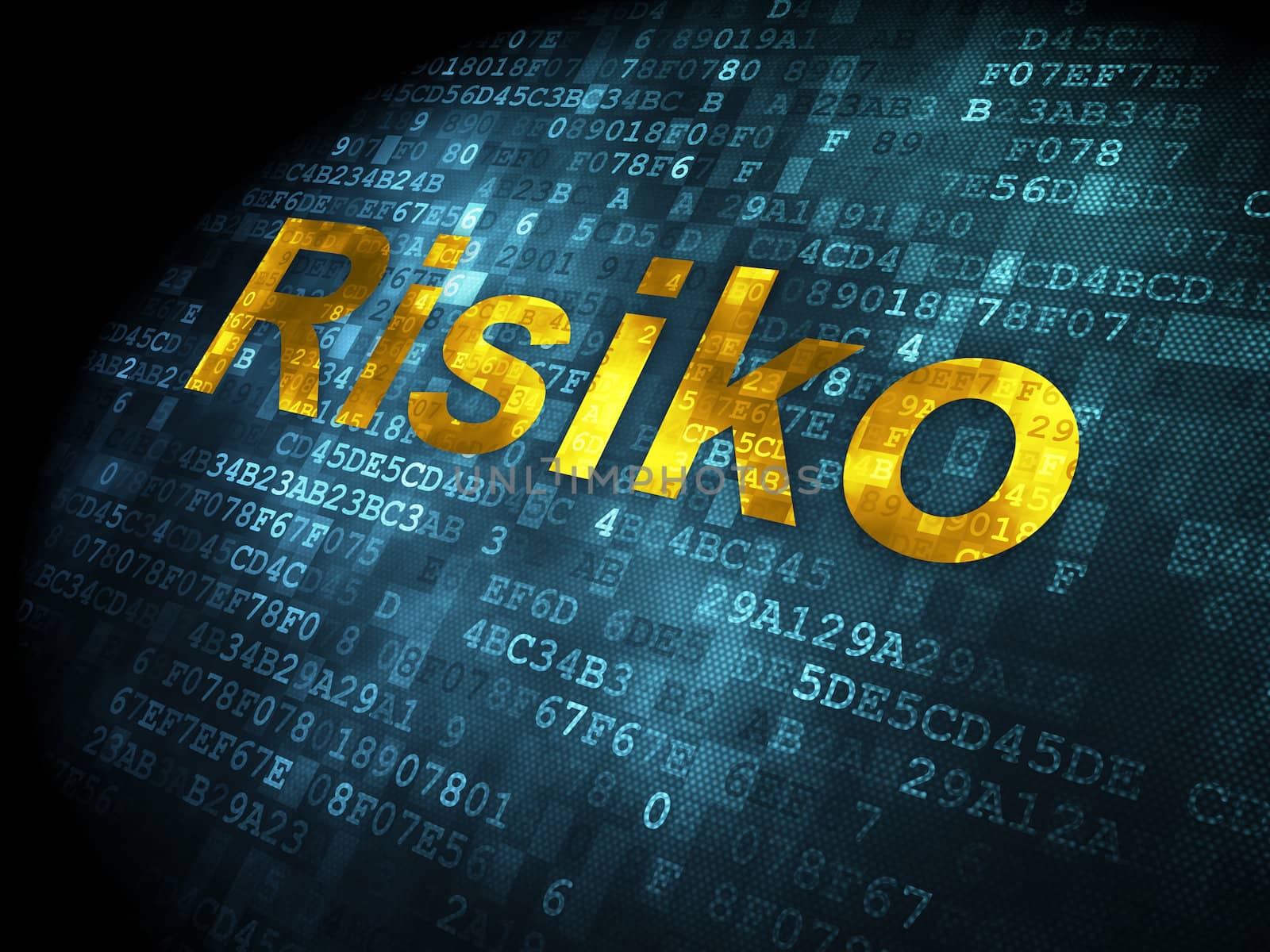 Business concept: pixelated words Risiko(german) on digital background, 3d render