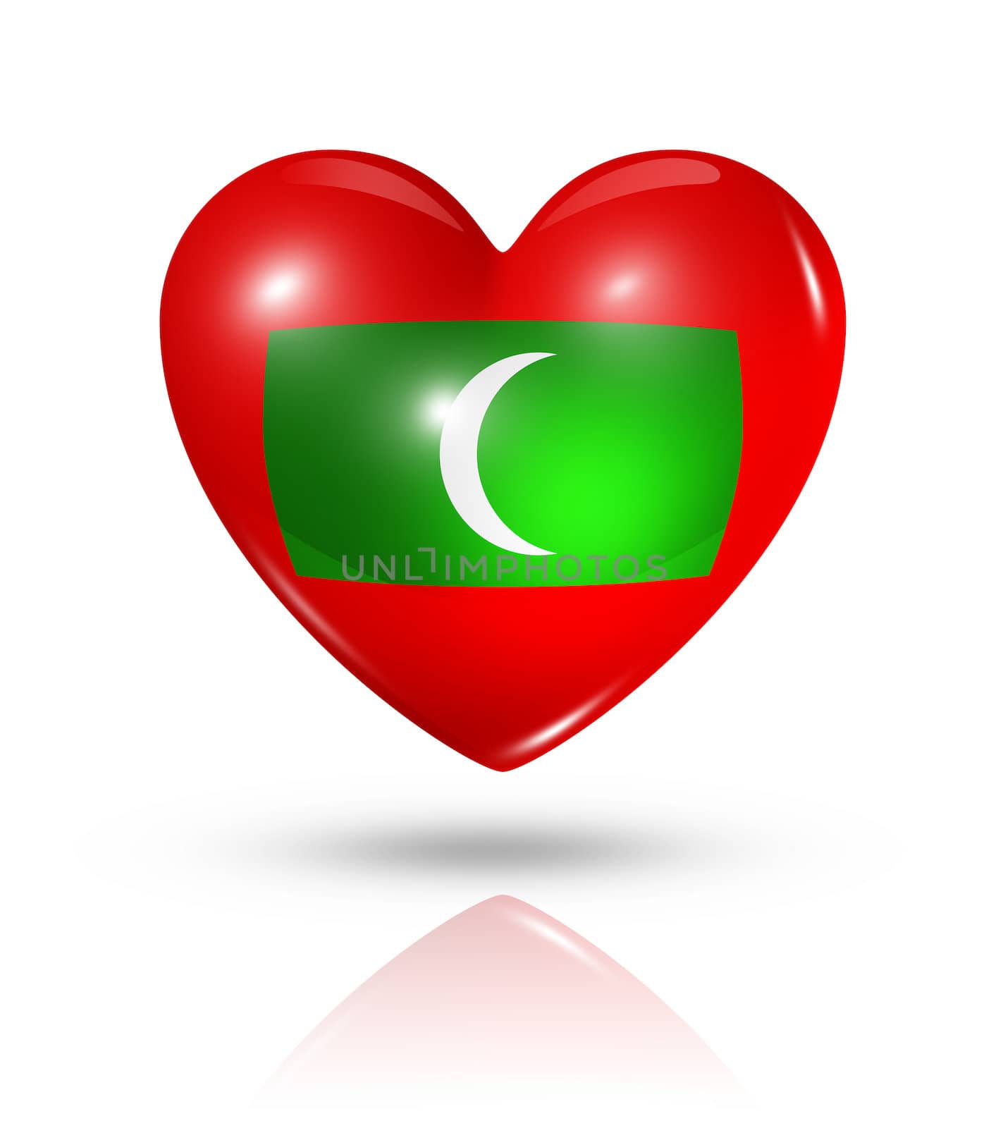 Love Maldives, heart flag icon by daboost