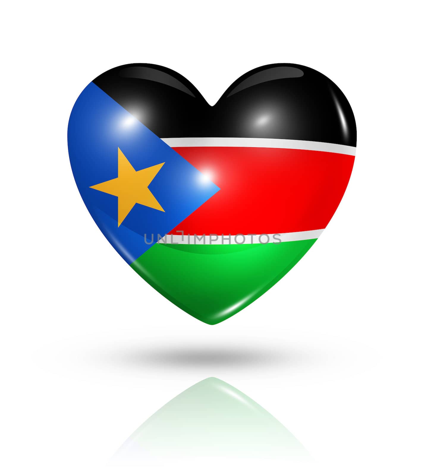Love South Sudan, heart flag icon by daboost