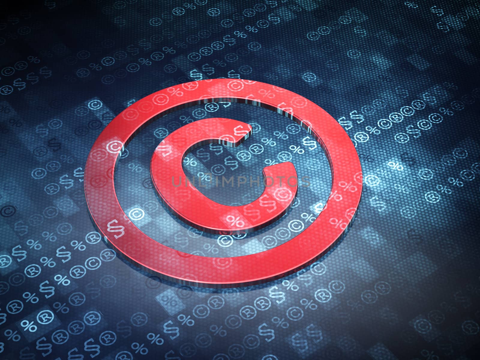 Law concept: Blue Copyright on digital background, 3d render