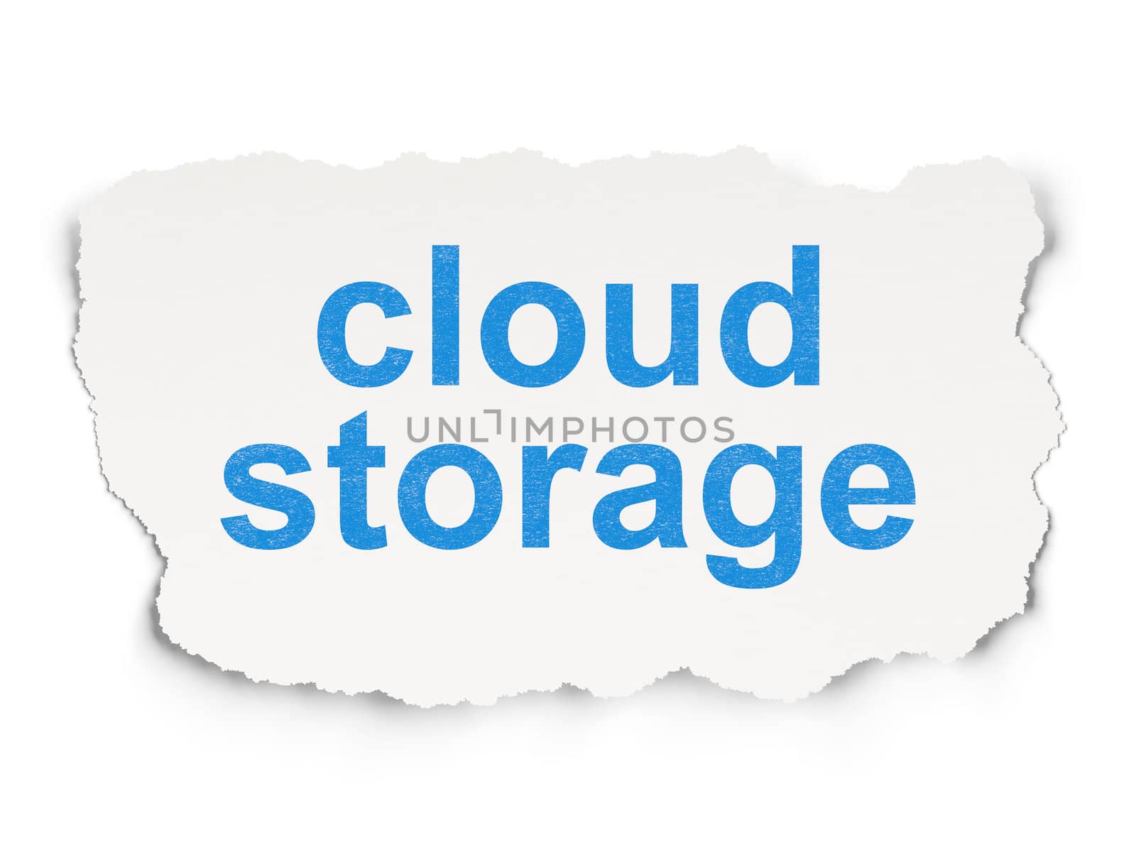 Privacy concept: torn paper with words Cloud Storage on Paper background, 3d render