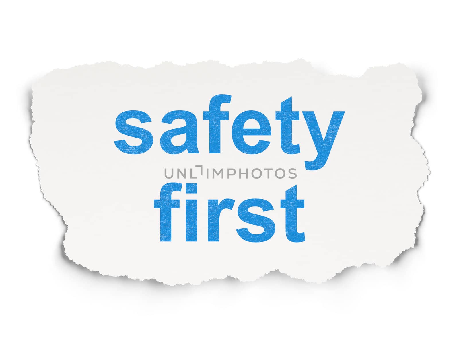 Safety concept: torn paper with words Safety First on Paper background, 3d render