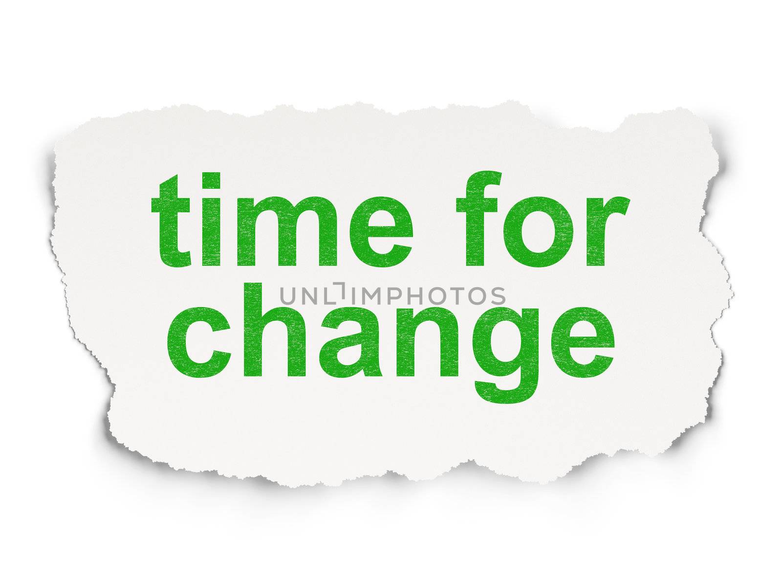 Time concept: torn paper with words Time for Change on Paper background, 3d render