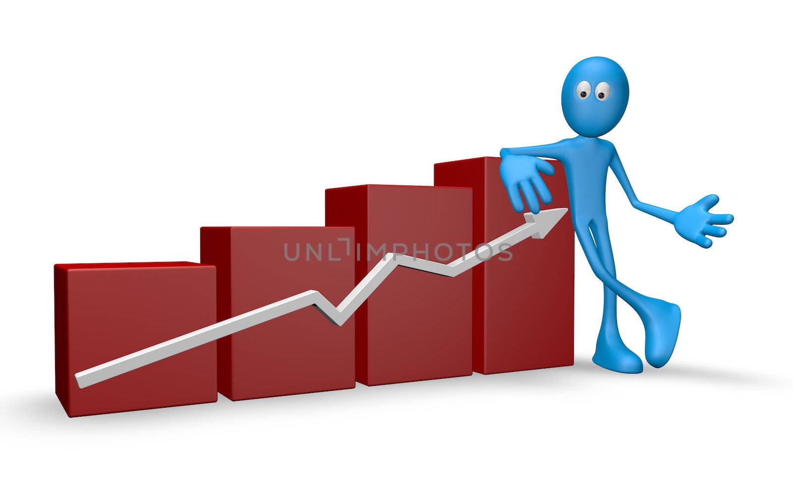 cartoon guy and business graph - 3d illustration