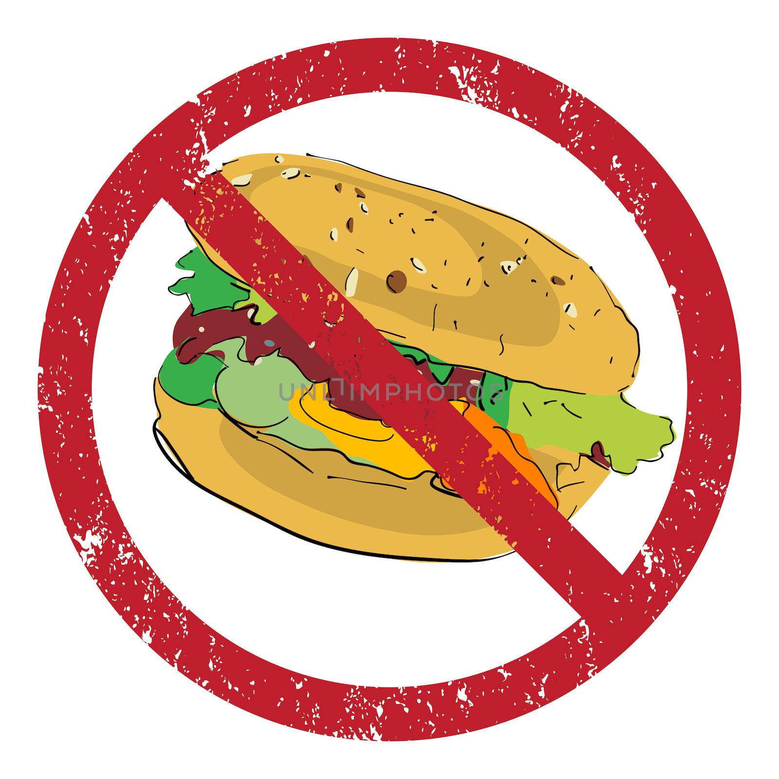 Hamburger banned stamp illustration isolated on white