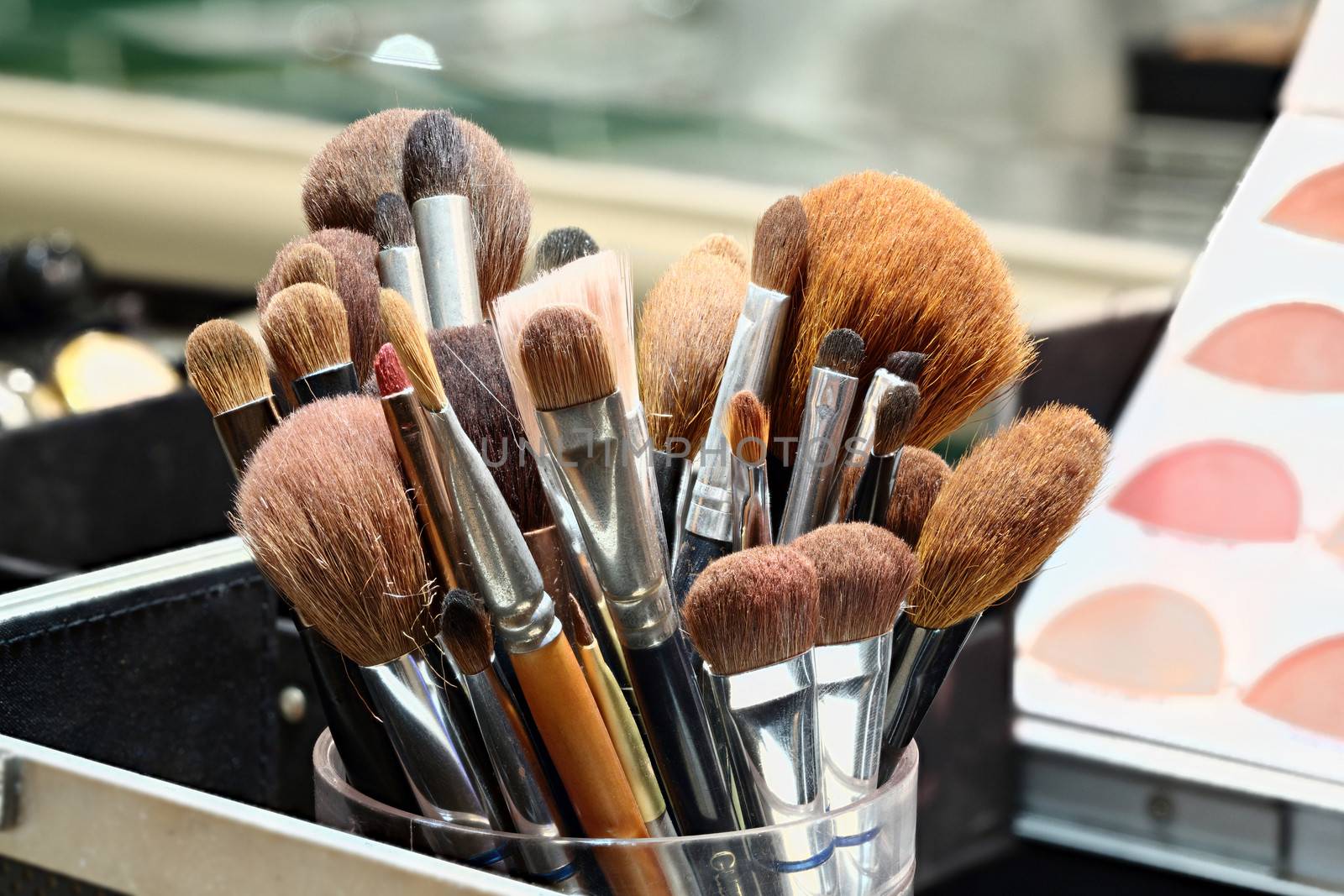 Group of Makeup artist brushes