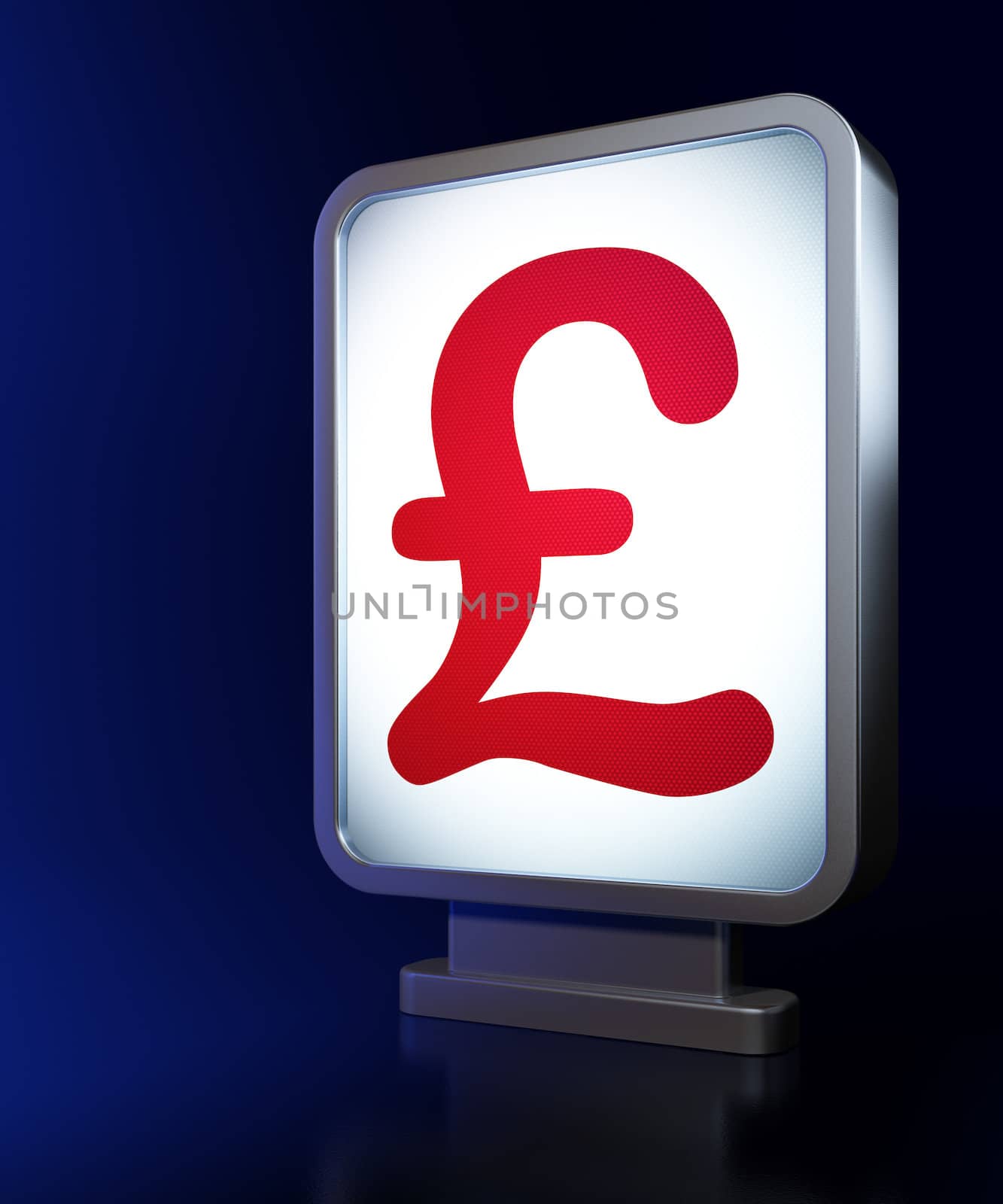 Currency concept: Pound on advertising billboard background, 3d render