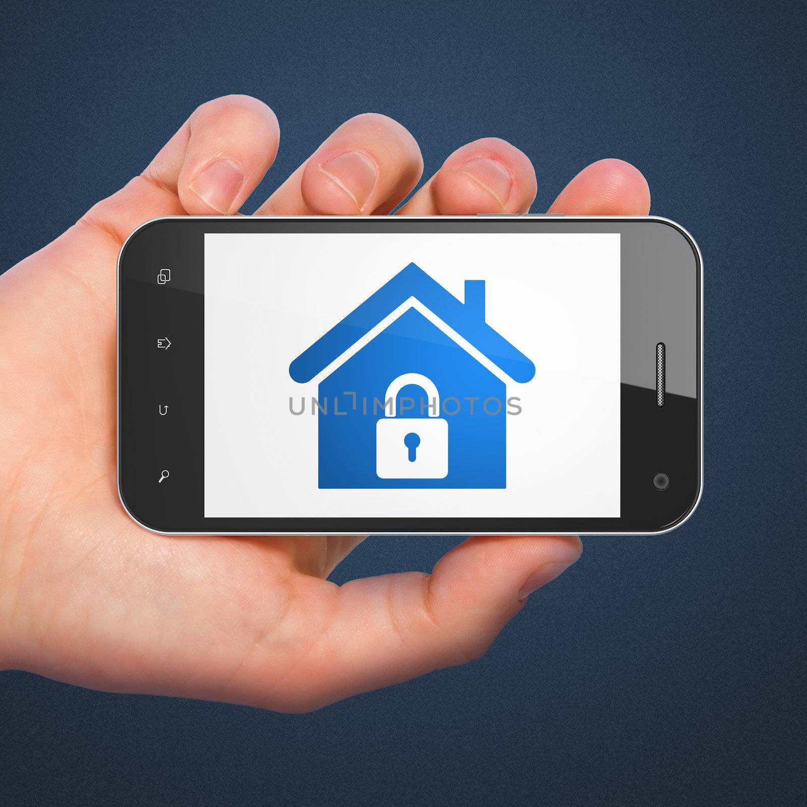 Safety concept: Home on smartphone by maxkabakov