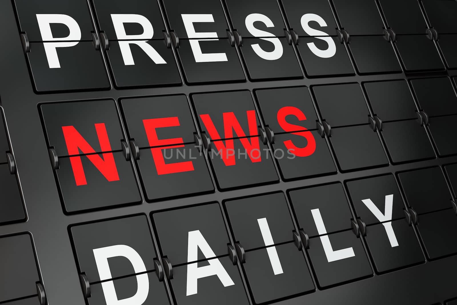 News concept: News on airport board background, 3d render