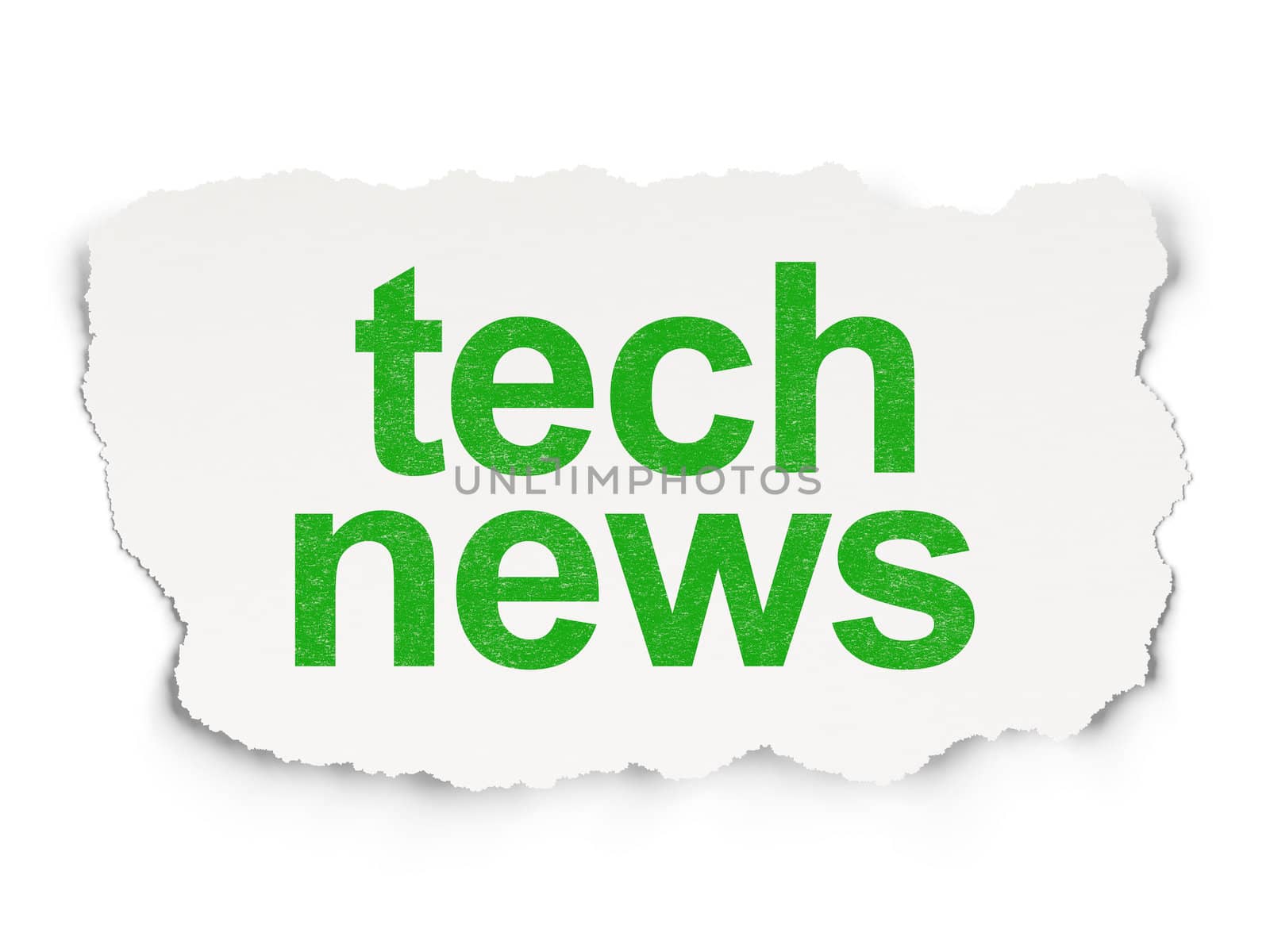 News concept: torn paper with words Tech News on Paper background, 3d render