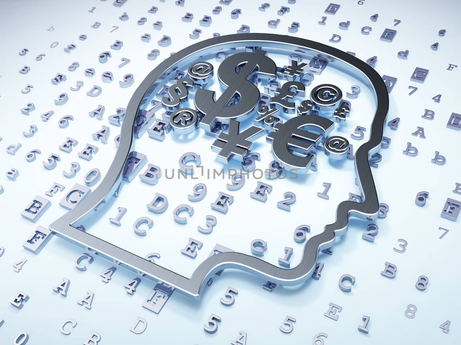 Education concept: Silver Finance Symbol on digital background, 3d render