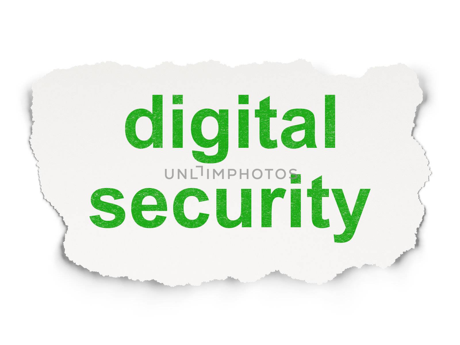 Safety concept: torn paper with words Digital Security on Paper background, 3d render