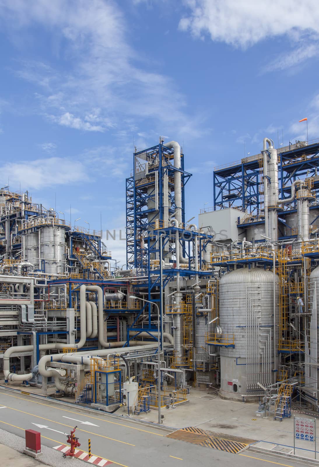 Big structure of petrochemical plant wit blue sky