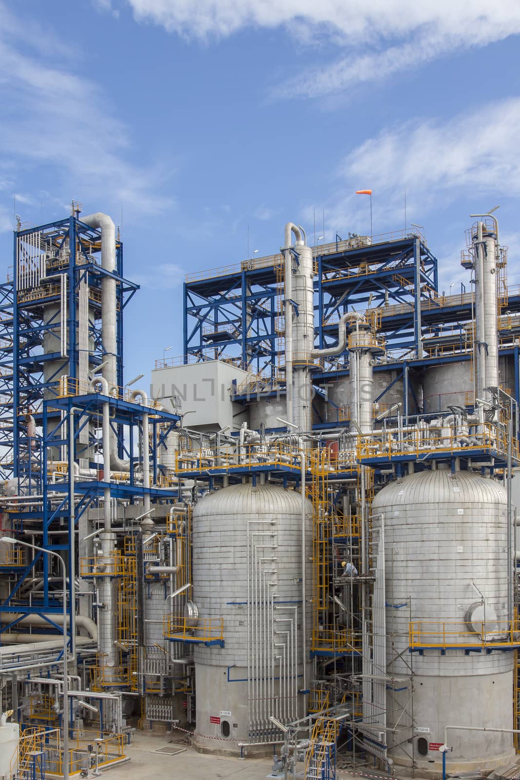 Big structure of petrochemical plant wit blue sky