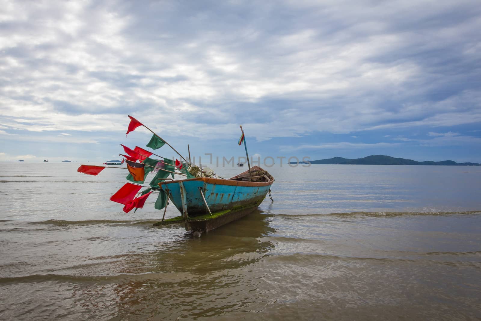 Fishing boat with morning sky , Rayong bay -Thailand