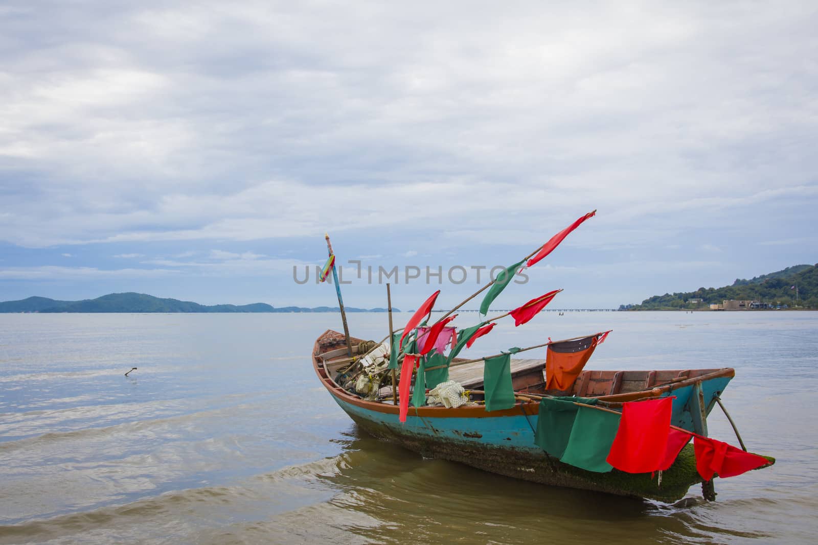 Fishing boat with morning sky , Rayong bay -Thailand