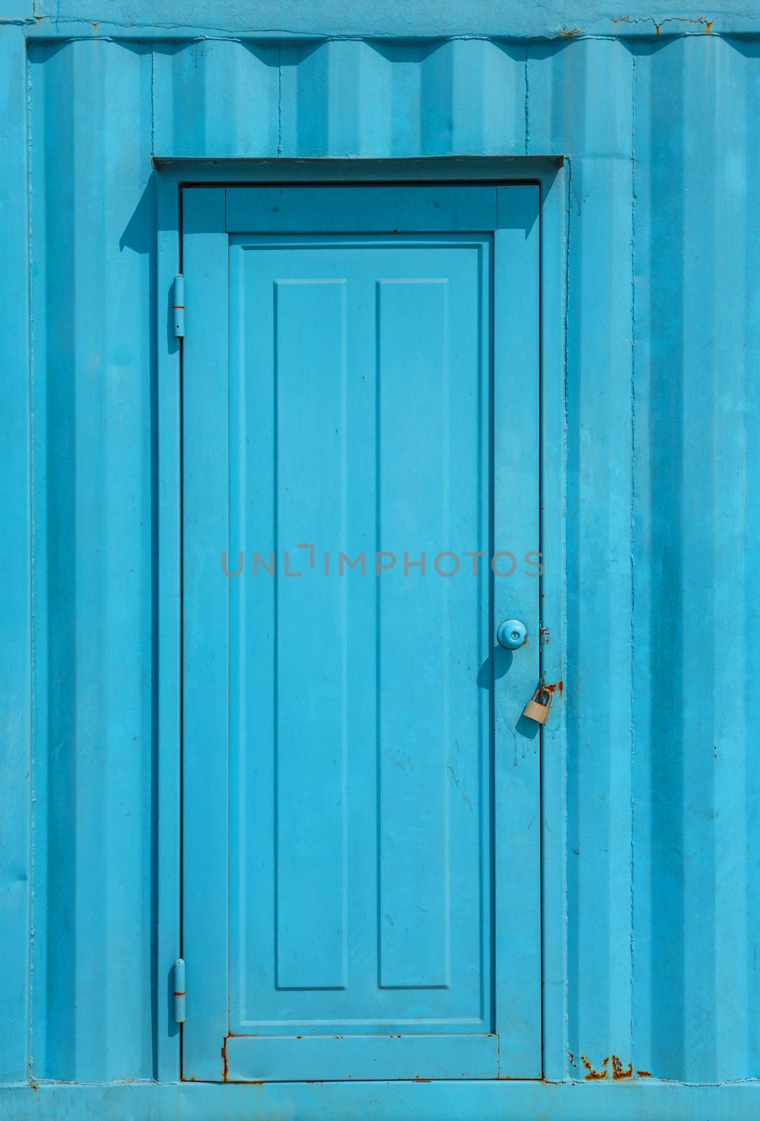 Blue color container door witk lock