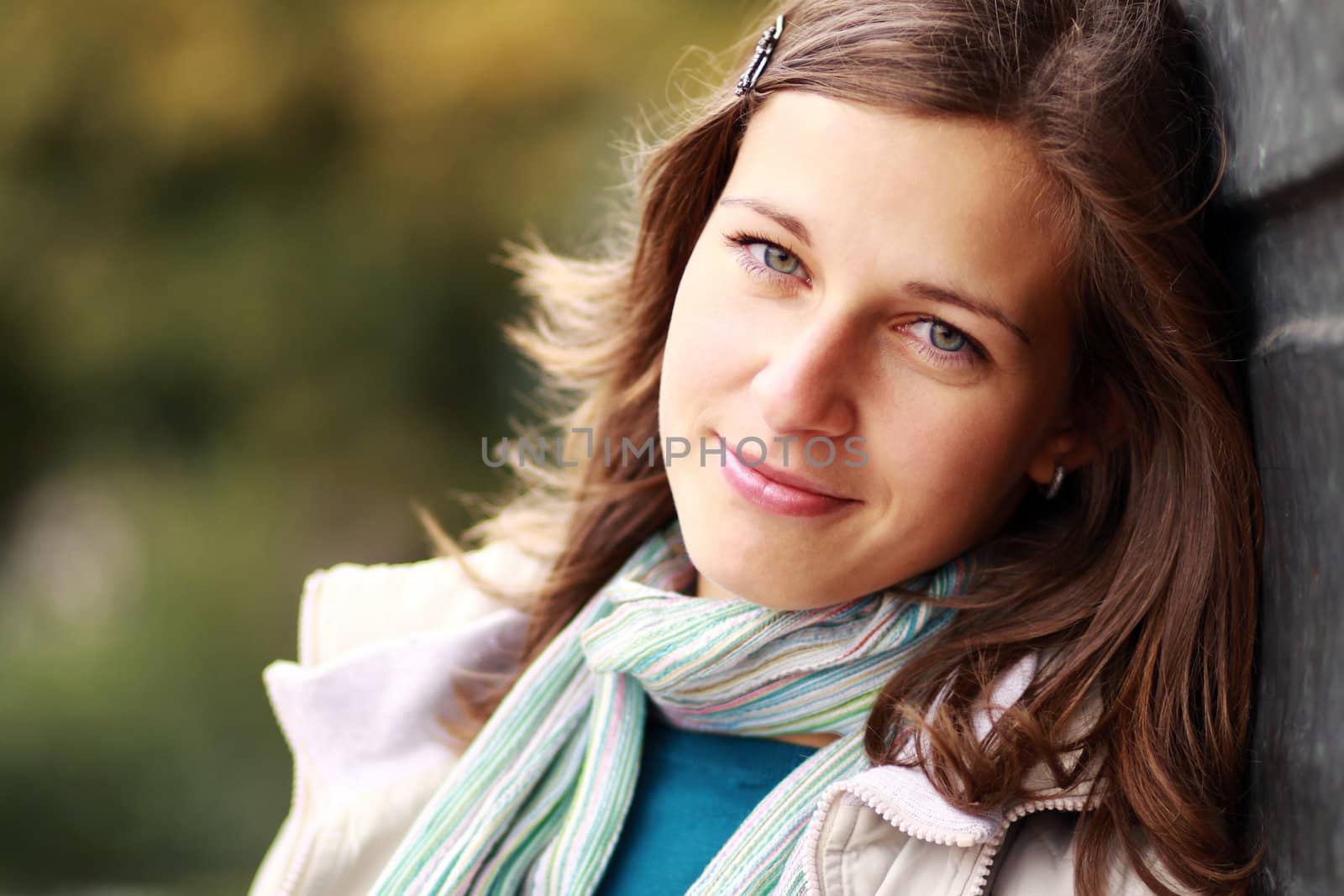 Closeup portrait of a happy young woman smiling