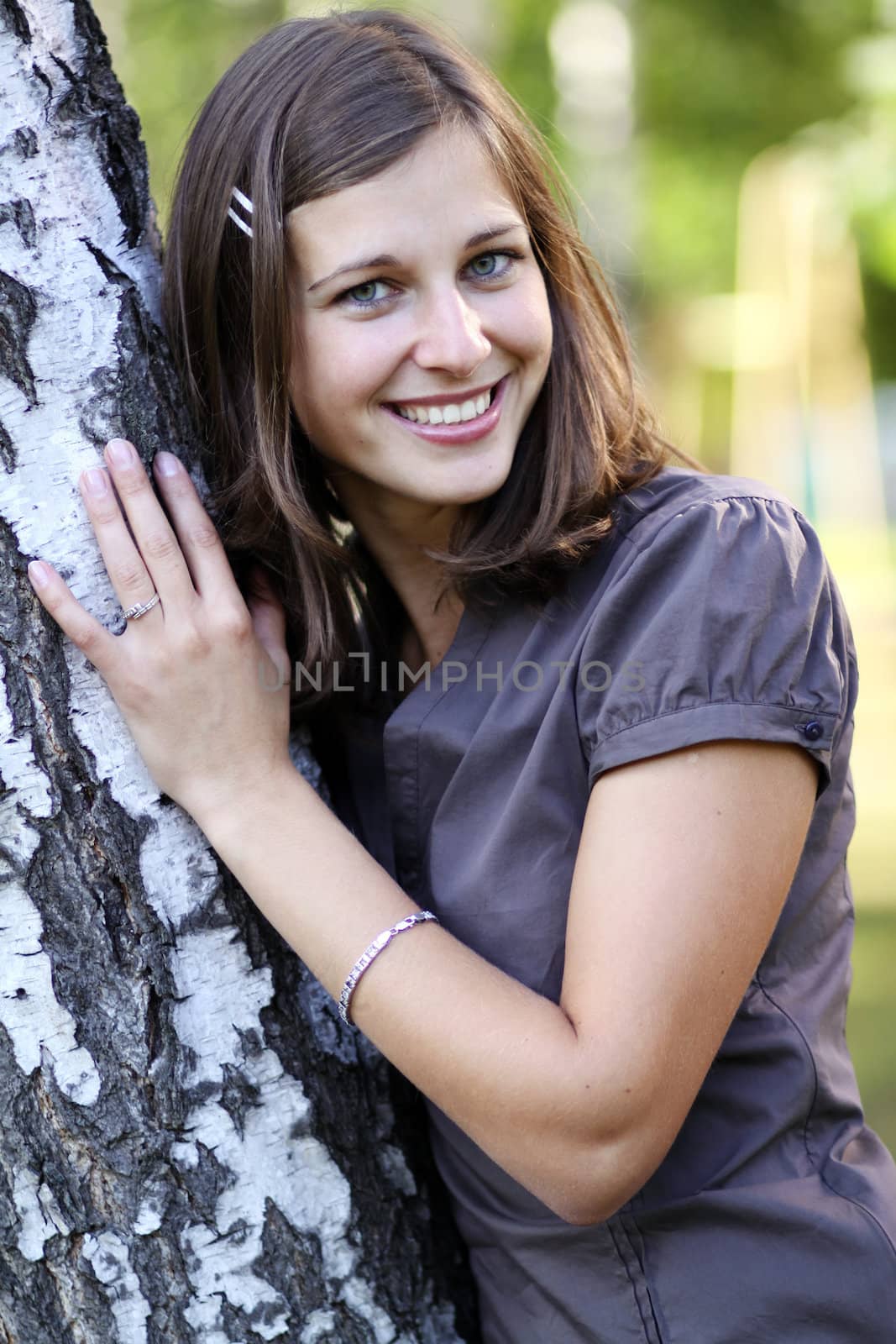 emotional portrait of a cheerful girl. Outdoor portrait